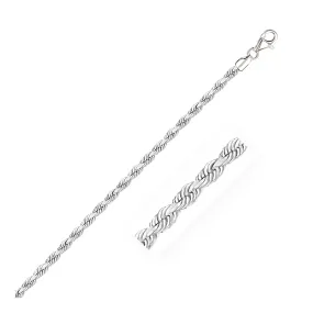 3.0mm 14k White Gold Solid Diamond Cut Rope Chain-rx07737-18