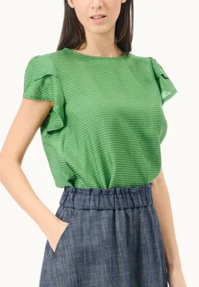 Blusa misto lino maniche a petalo