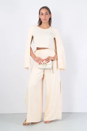 Blusa Spallone Manica Aperta Panna