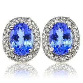 CHARMING 2.676 CARAT TW (49 PCS) GENUINE TANZANITE & GENUINE DIAMOND 10K SOLID W
