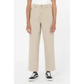 Pantaloni in tela di cotone donna Beige