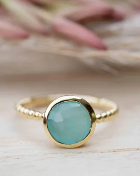 Tessy Ring * Aqua Chalcedony * Gold Plated * BJR222