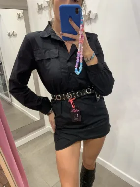 Vestitino camicia nero con taschini